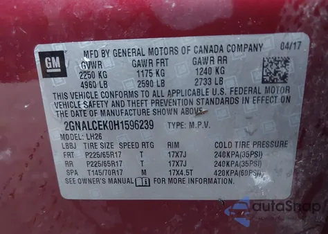 2017 Chevrolet Equinox Lt from USA, damaged, VIN 2GNALCEK0H1596239